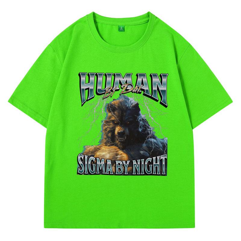 

Human By Day Sigma By Night 90s Graphic T Shirts Men Funny Meme Y2K Clothing Tee Vintage Top Boy Birthday Gift for Him T-shirt 4XL