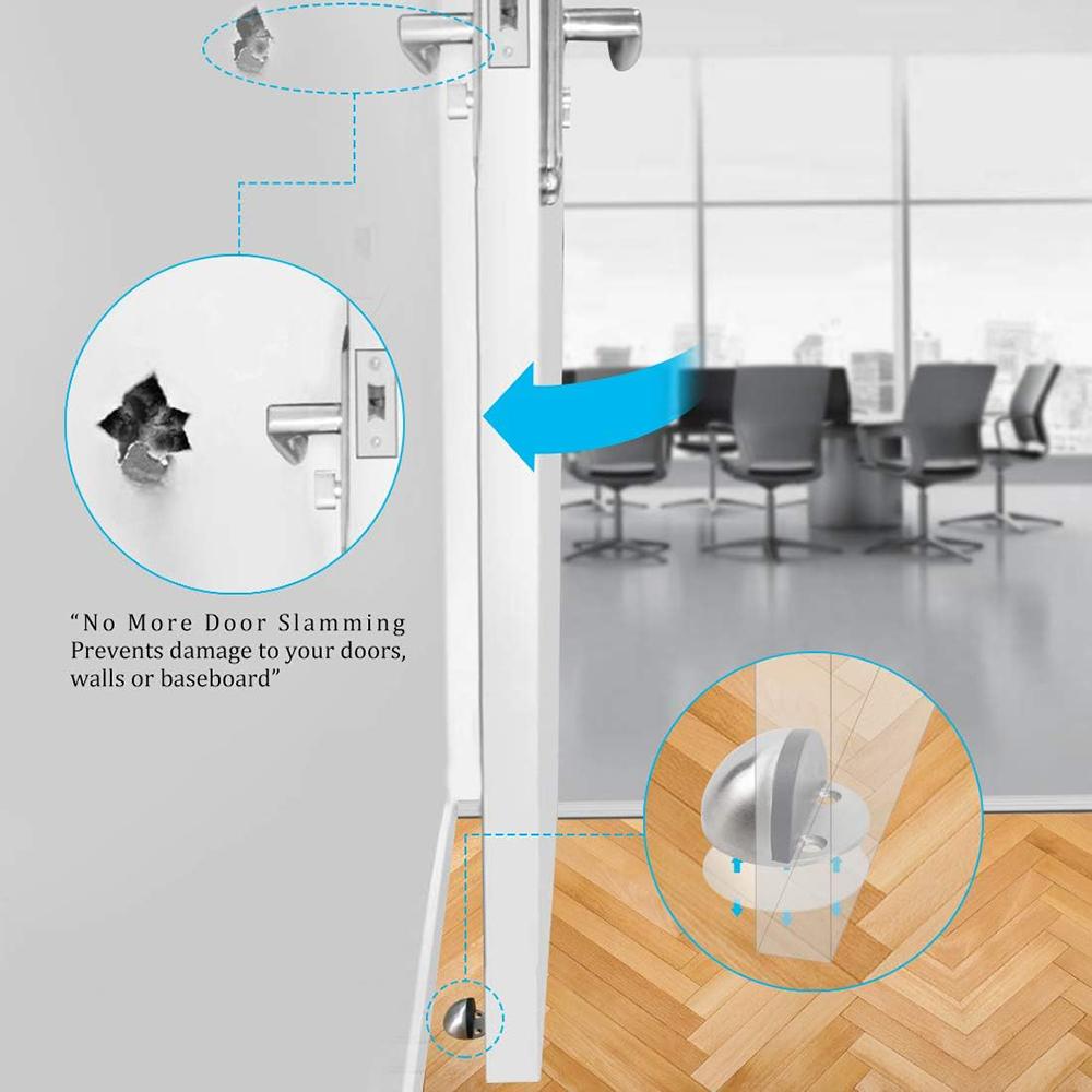 Stainless Steel Rubber Magnetic Door Stopper Punch-free Sticker Concealed Door Holder Floor-mounted Nail-free Doorstop