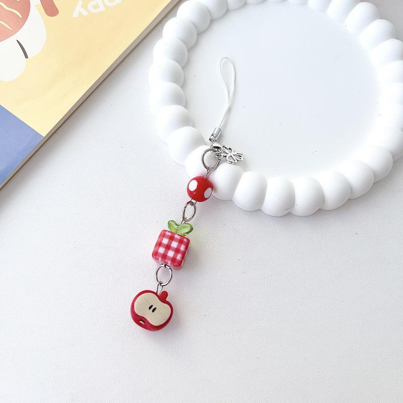 Japanese Korean Cute Apple Lanyard Pendant for USB Drives, AirPods, Earphones, and Bags