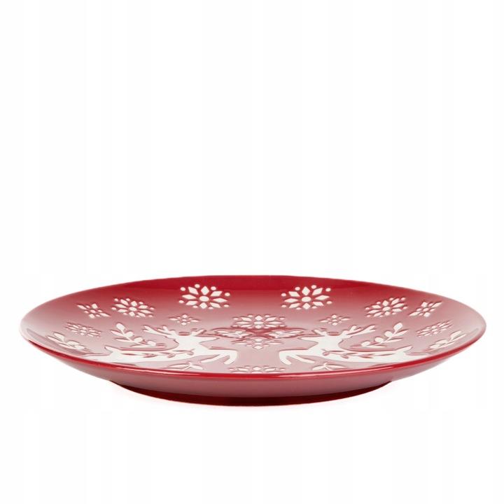 Talerz Avero Obiadowy Czerwony Z Jelonkami 27 Cm Homla