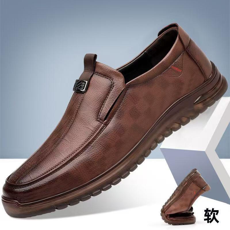 Leather Shoes Spring and Autumn New One-pedal Driving Walking Casual Shoes Soft Surface Soft Sole Daily Wear Business Men's Shoes