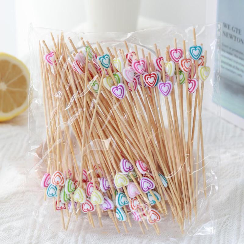 ZISIZ Three-Layer Heart Beaded Fruit Picks