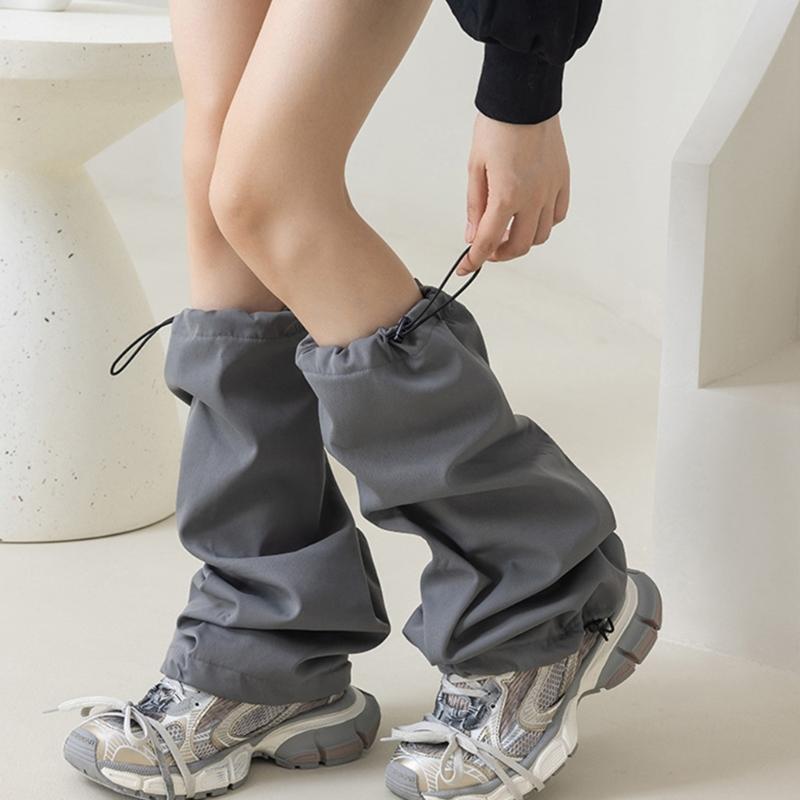 Scaldamuscoli Harajuku da Donna con Coulisse Regolabile Calze Lunghe Svasate Punk Copripiede Lento Baggy Streetwear