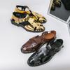 Golden High-quality Design Men Hollow Breathable Handmade Non Slip Casual Sandals Comfortable Pointed Large Size Shoes