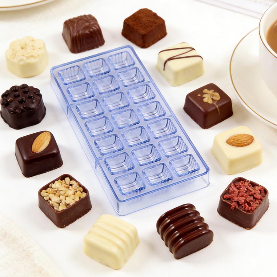 Wave Shape Plastic Chocolate Mold - 21 Cavity Clear Candy Mould for DIY Chocolate, Jelly, Bath Bombs & Valentine's Day Gifts