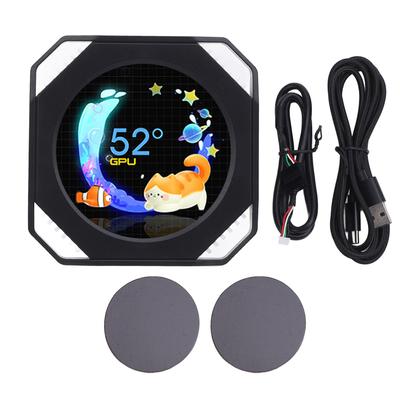 2.1 Inch Computer Secondary Screen DIY Dynamic Theme Water Cooler Screen USB RGB GPU CPU Temperature Display PC Case