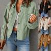 2026 Autumn New Amazon Women's Clothing European and American Cross-border Autumn Retro Corduroy Solid Color Pocket Loose Shirt
