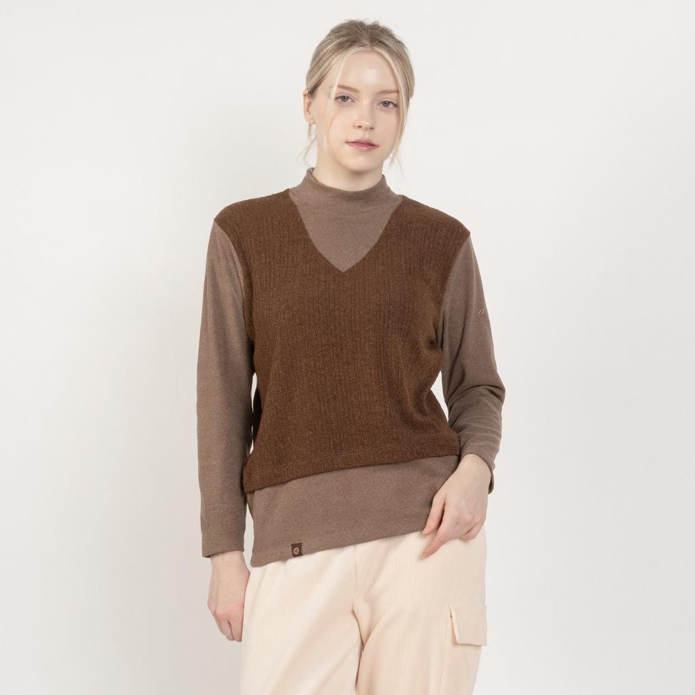 DURAN Knit Combination Layered Mock Neck T-Shirt Dtf4W-4154 2 Colors