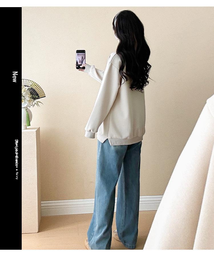 Umstandsmode 2025 Herbst/Winter Fashion Bauchbedeckendes Sweatshirt & Jeans Zweiteiler