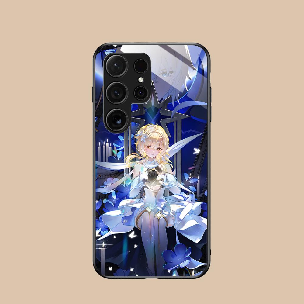 Game GI Lumine Glass Mobile Phone Case for Samsung Galaxy S26 S25 S24 S23 S22 S21 S20 Note20 Plus FE Ultra Colorful Cover
