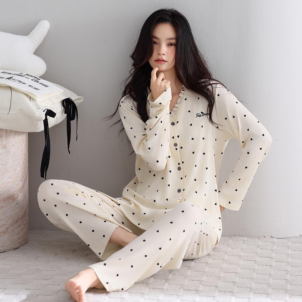 Women's Spring & Autumn Modal Pajama Set: Cardigan, Long Sleeve, Loose Fit, Plus Size