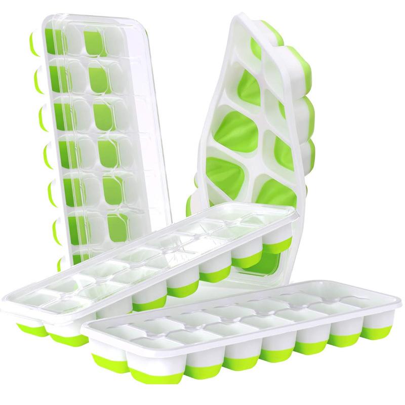14 Grids Ice Cube Trays Reusable Silicone Ice Cube Mold Fruit Ice Maker with Removable Lids Kitchen Tools Freezer Summer Mould