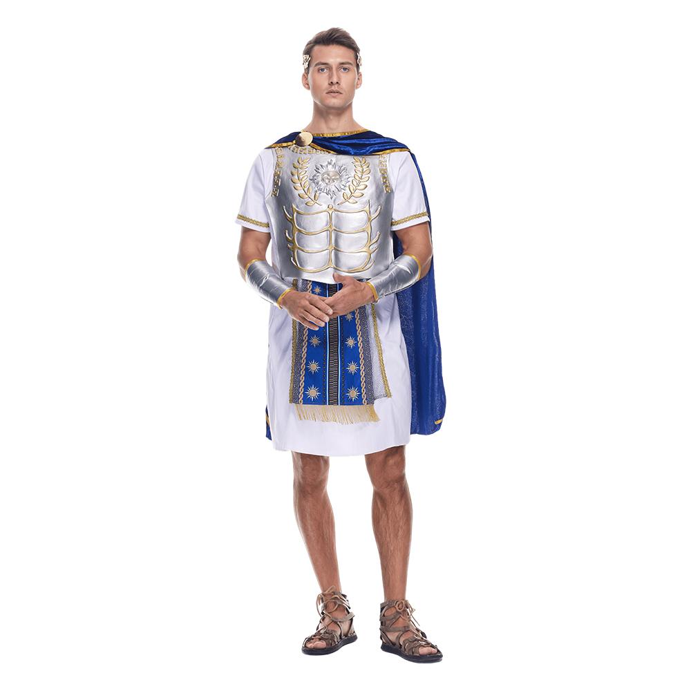 EraSpooky Adult Mens Roman Gladiator Costume Ancient Roman Emperor of the Sun Imperator Set Halloween Dress Up Party
