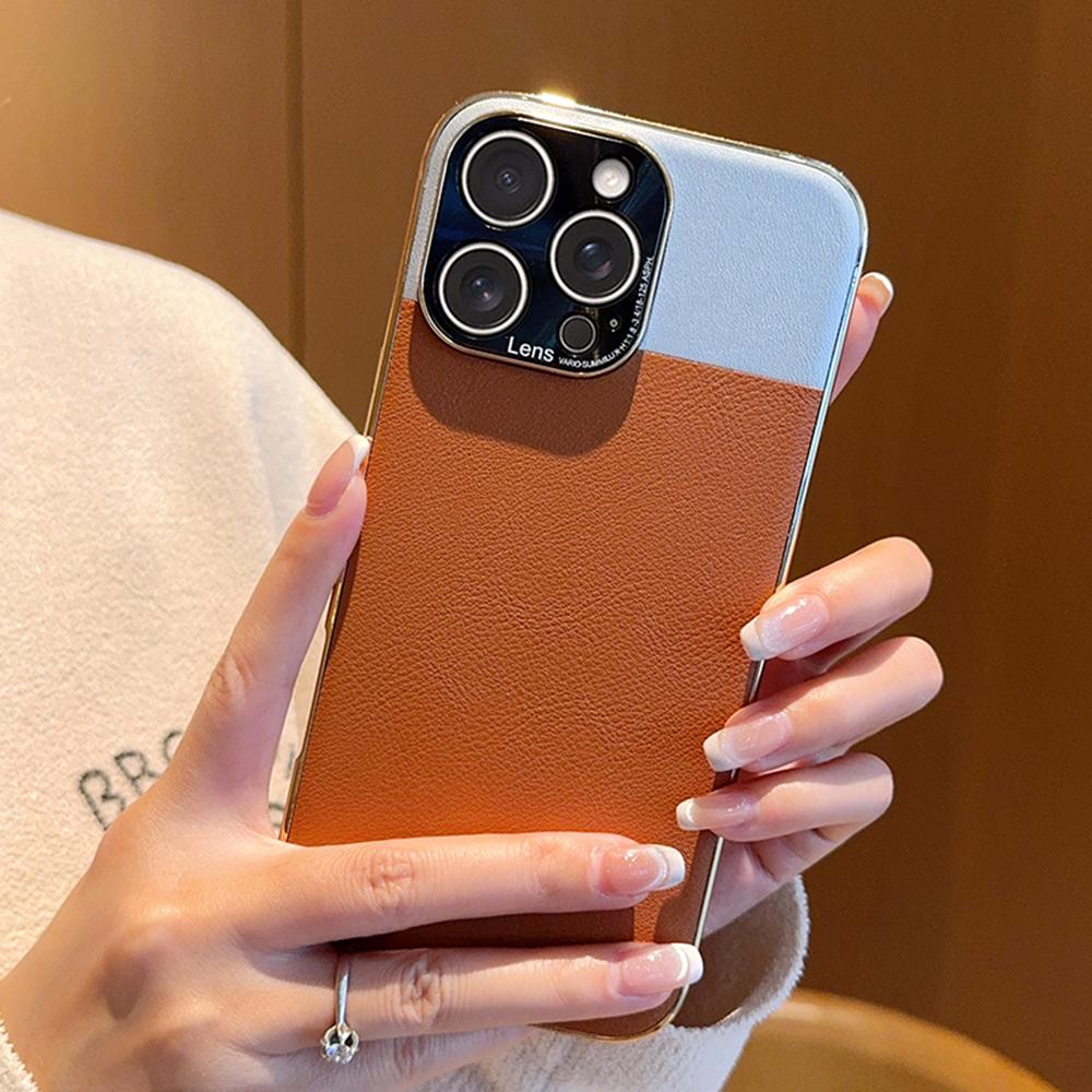 For iPhone 16 Pro Case Desert Silver Moon Electroplated Gold PC+PU Leather Phone Back Cover