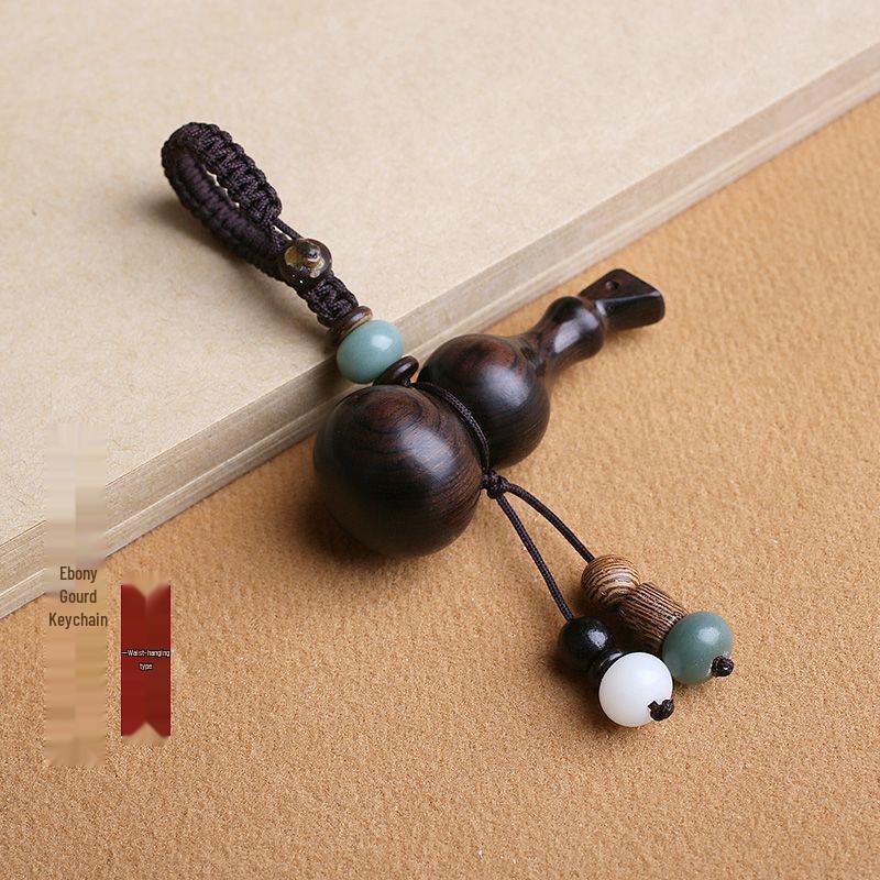Handcrafted Sandalwood Gourd Keychain Pendant for Men, Women, and Couples
