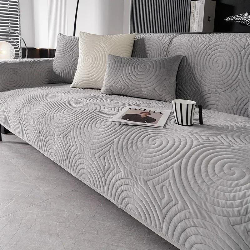 Grube pokrowce na sofę do salonu Antypoślizgowe Jednokolorowe Pluszowe Maty na Sofę Kształt L Uniwersalna Poduszka na Kanapę Ochraniacz Mebli