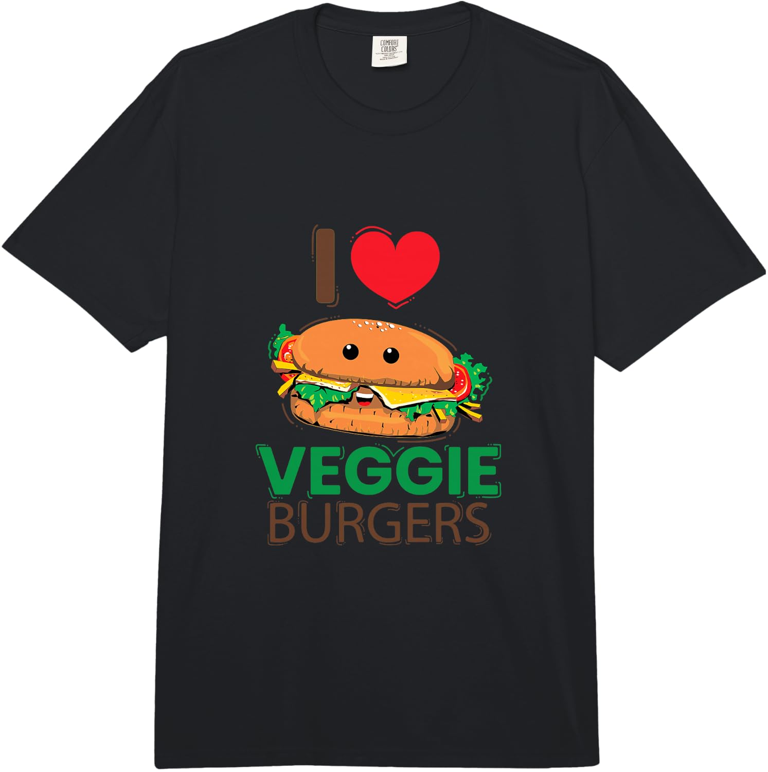 I Love Veggie Burger! Vegetarian Gift Fun Comfort Colors Adult Heavyweight Unisex T-Shirt S