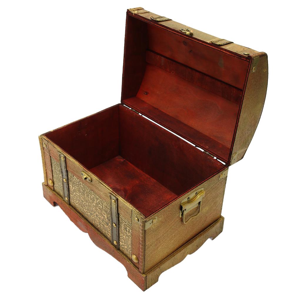 Retro Elegante Dekorative Aufbewahrungsbox Holz Schmuckschatulle Organizer für Armband Halskette Kosmetik Gold L