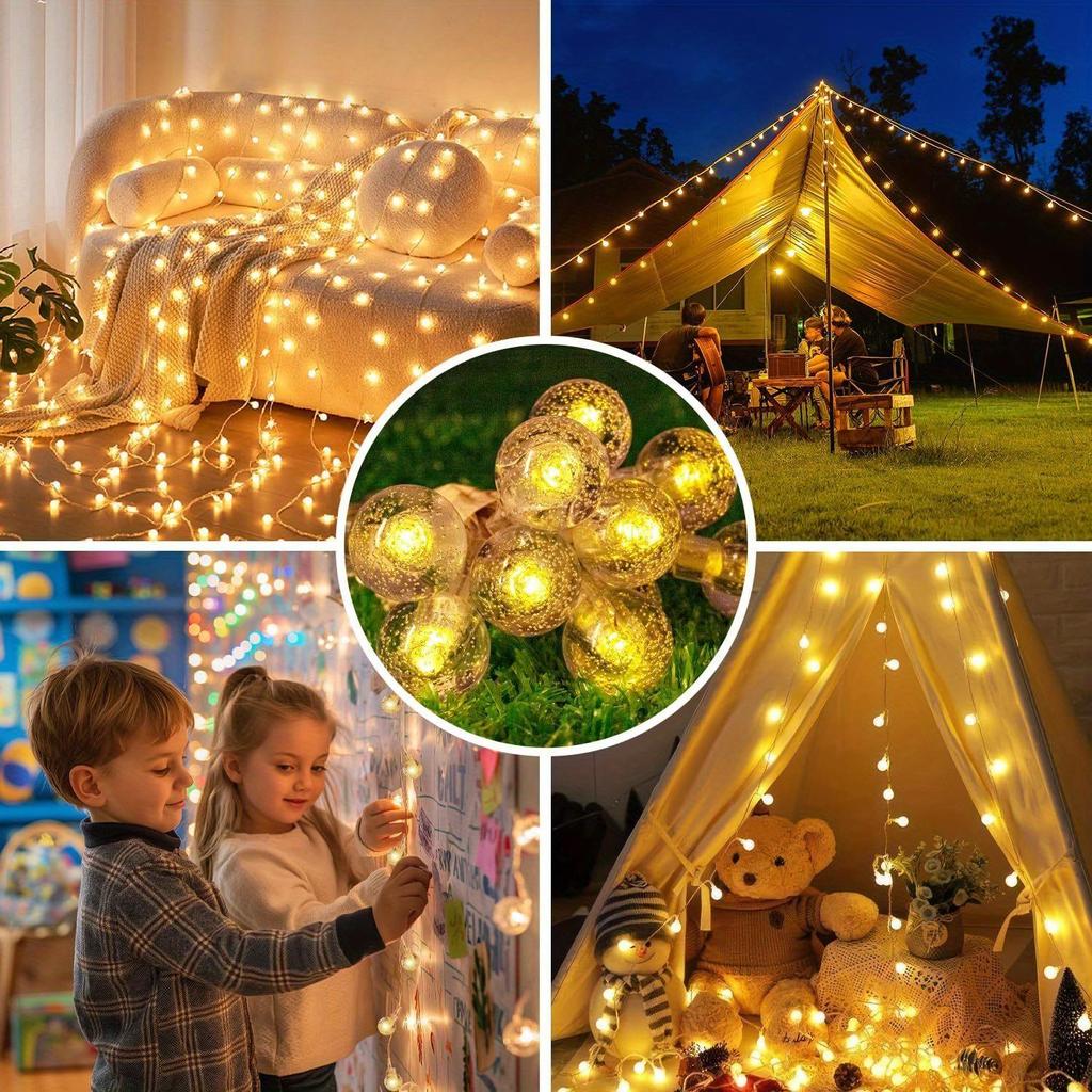 Solar Crystal Ball String Lights with 20–100 LEDs – Waterproof Outdoor Fairy Lights with 8 Modes for Garden Christmas Decoration