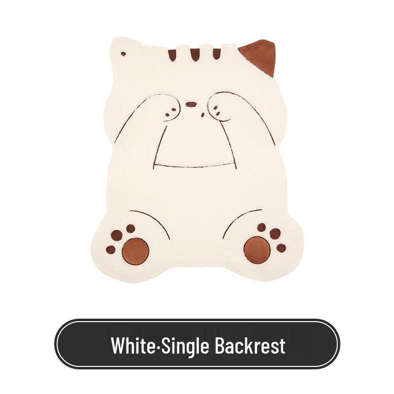 Universal Shy Cat Plush Winter Car Seat Cushion - Non-Shedding, Cartoon Design for Five Seats