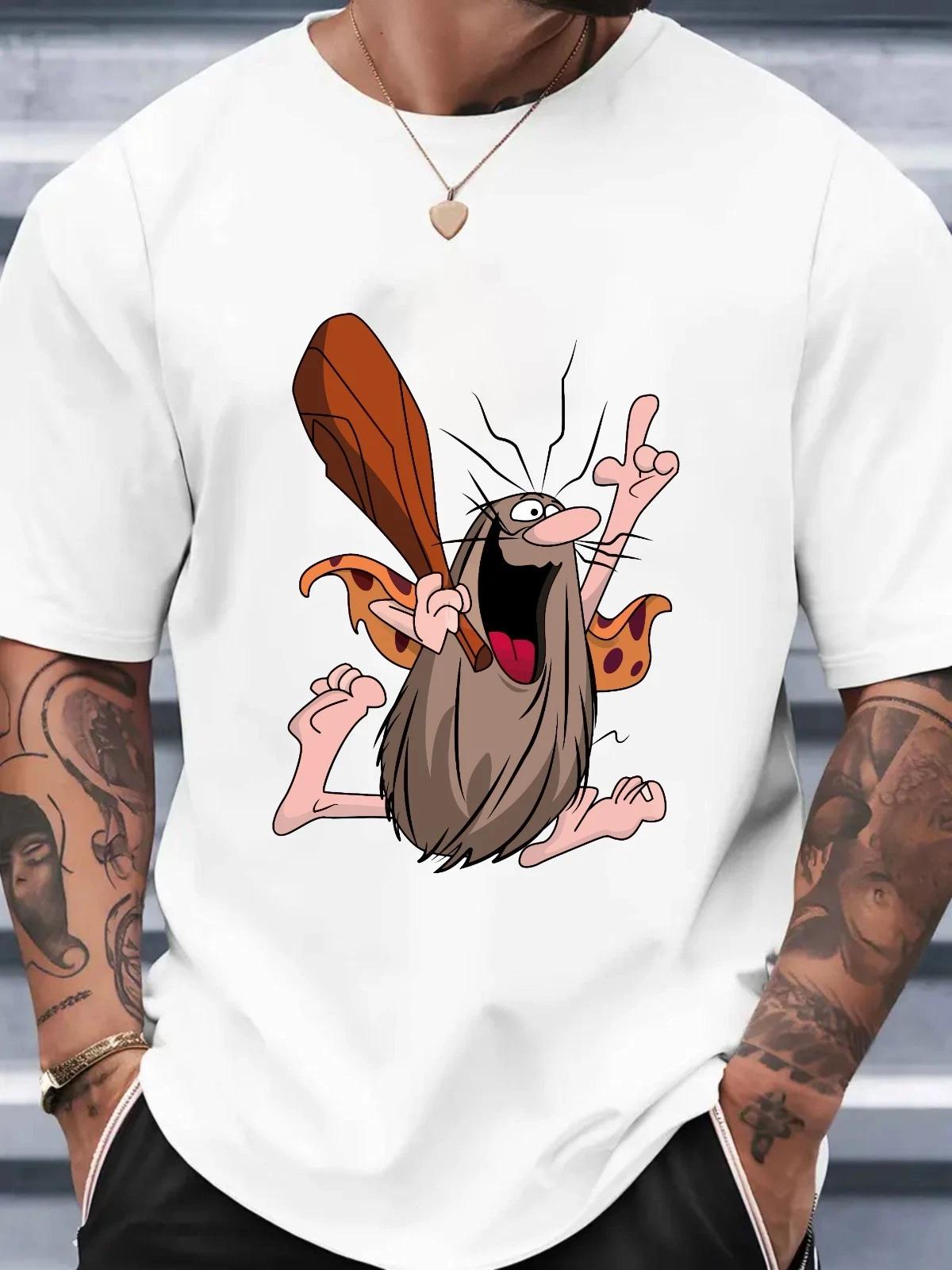 Vintage Captain Caveman Cartoon 100% Cotton T-shirt Mens Tees Top Retro Hanna Barbera Graphic Gift Tee Top 2XL