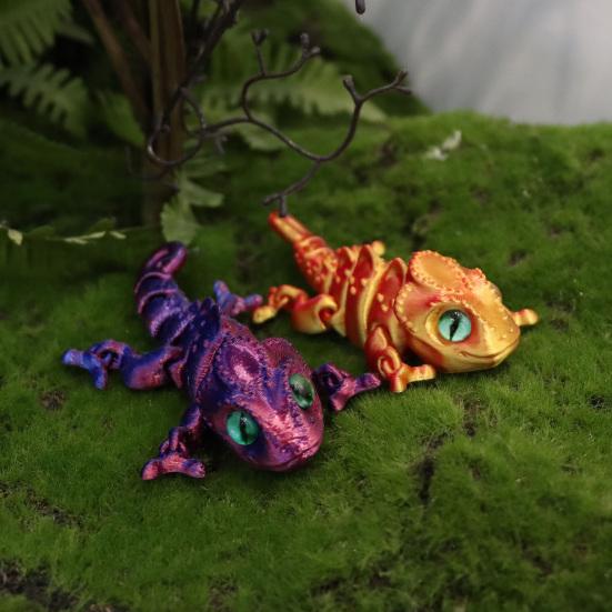 3D Printed Chameleon Figurine Movable Joints Mini Lizard Figure Articulated Animal