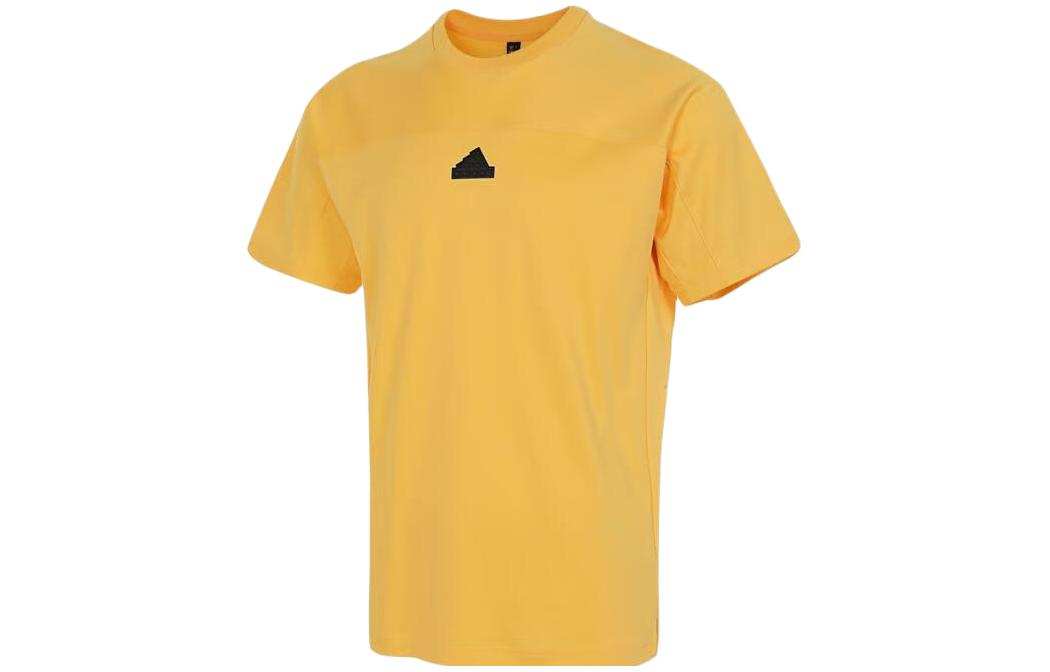 Adidas T Shirts Men s Yellow Crew Neck Moderate Straight Fit IT3939 L