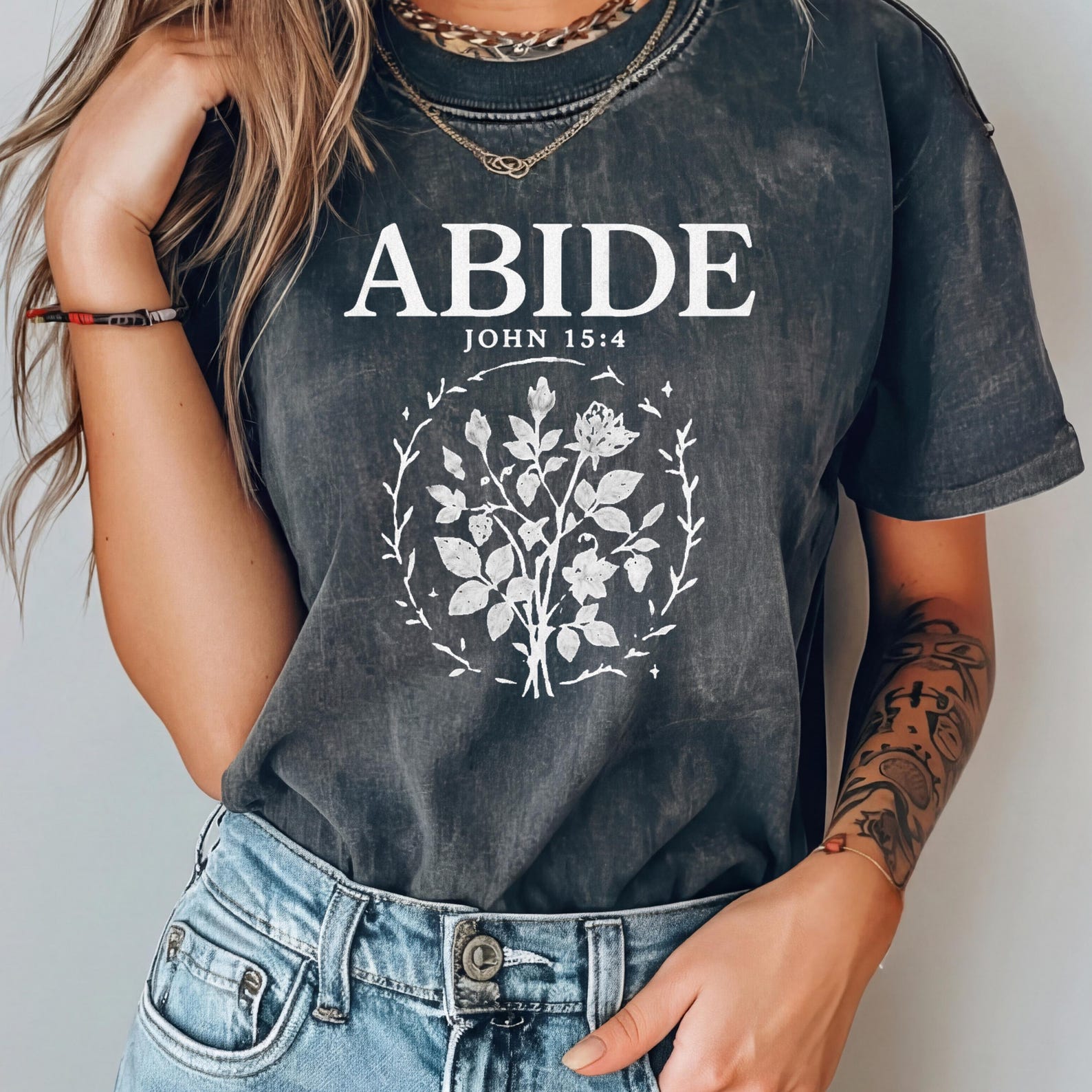 Abide in Me Comfort Colors Shirt, Bible Verse Worship Shirt, Christian Jesus Is King, Religious Tshirt, Faith Over Fear Based Worship Shirt S