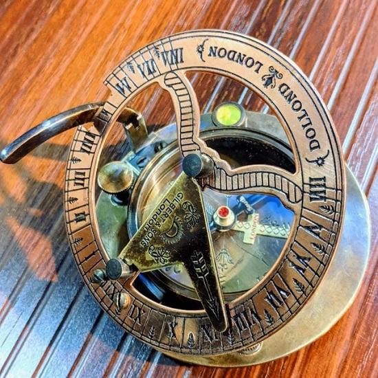 Cadou de colecție nautic alamă busolă cadran solar, busolă de botez gravată, de colecție, cadou unisex, cadou de botez