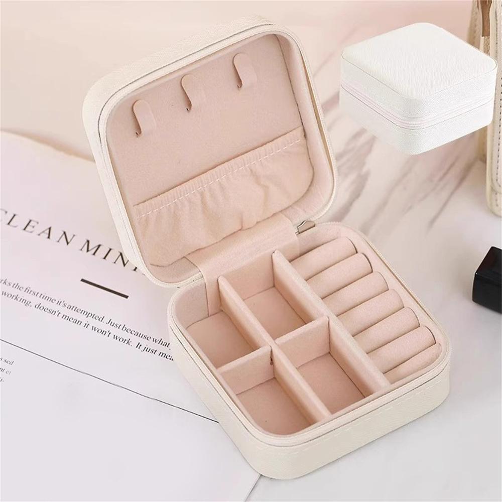 

1PC Women s Travel Jewelry Box Jewelry suitcase Ring Necklace Canvas Storage Box бежевий