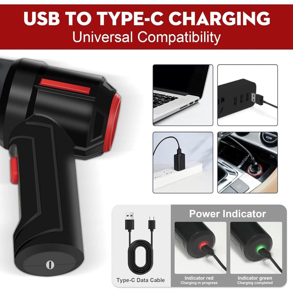 Air Duster & Mini Vacuum Keyboard Cleaner 3-in-1 Portable Electric Air Can Cordless Blower Computer Cleaning Kit