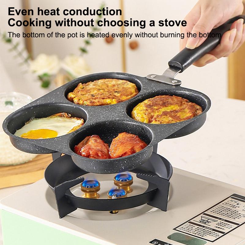Egg Burger Frying Pan Nonstick Wooden Handle Multifunctional Kitchen Cookware for Pancake Burger Breakfast Universal Stove