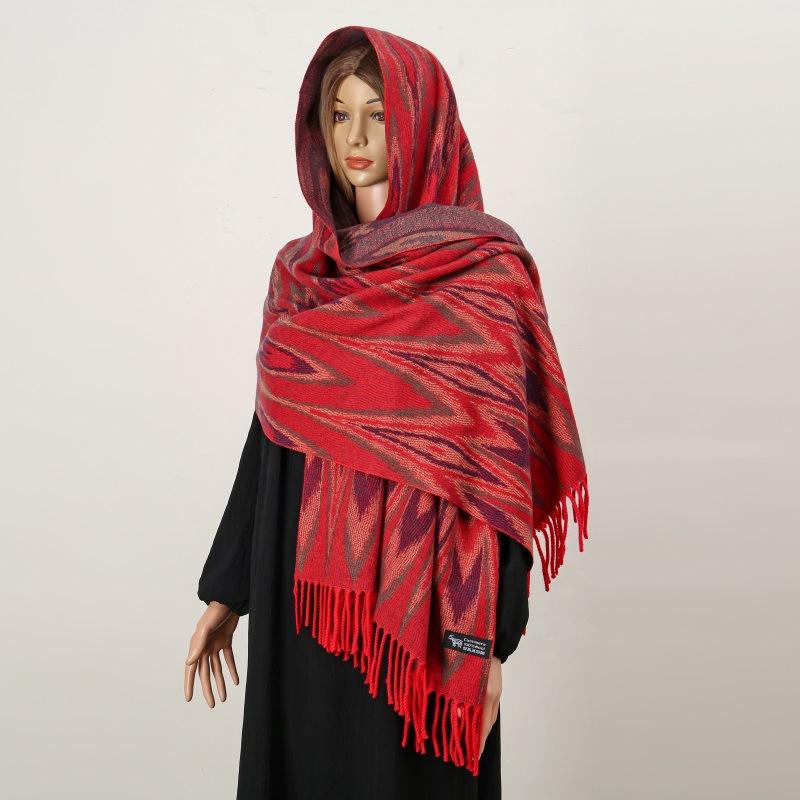 Ethnic Style Women Printed Shawl Autumn Winter  Muslim Hijab Imitation Cashmere Tassels Scarves Luxury Thick Warm Scarf Female