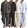 Men's Long Sleeve Shirt and Pants Suits Men Beach Wear Tracksuit Solid Color Shirts Sweatpants Hawaiian Vacation Men's Clothing