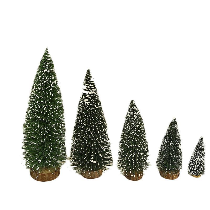 5 Pcs Different Size Pine Needles Tree with Snow, Mini Table Christmas Tree, Christmas Tree Gift for Kids and Friends, New Year's Tree Decoration