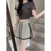 Striped High-waisted Sports Pants Women's Loose Wide Leg Shorts Summer Thin Straight Elastic Waist Ins Casual Pants