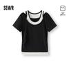 Semir Women's Faux Two-Piece Short-Sleeve T-Shirt