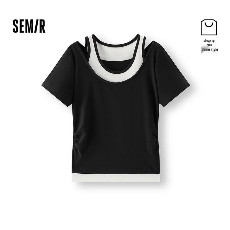 Semir Women s Faux Two-Piece Short-Sleeve T-Shirt L