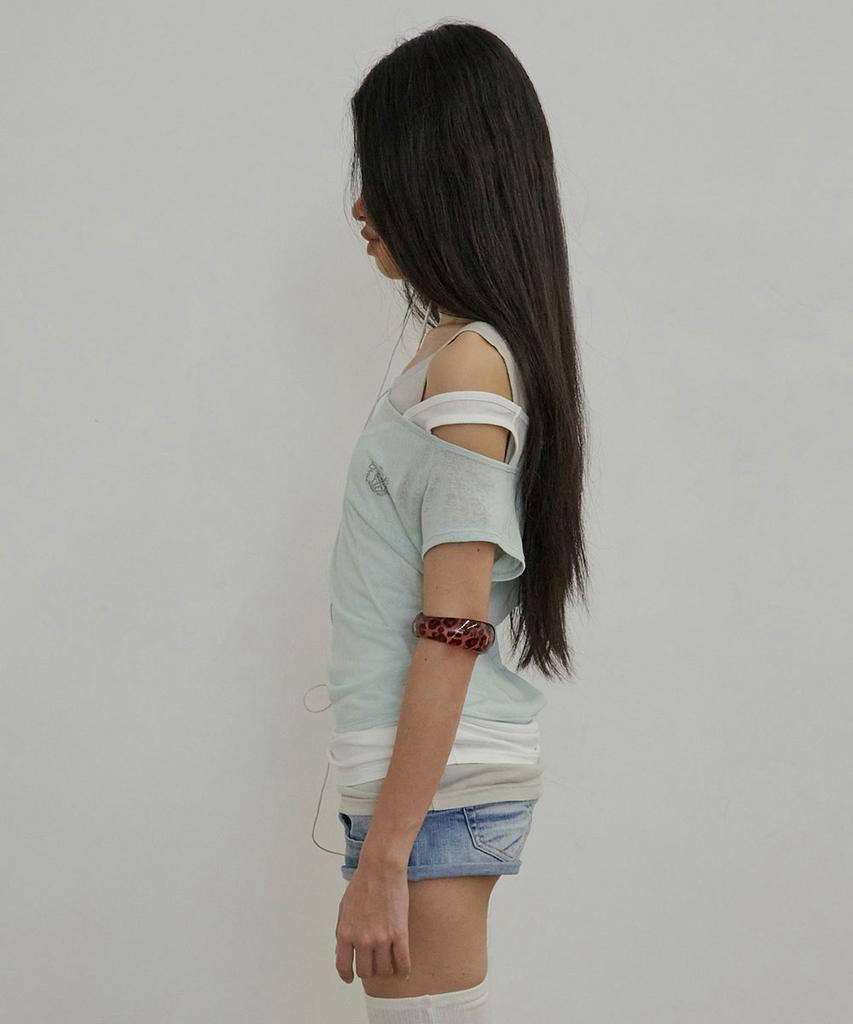 SCULPTOR Lazy Sleeveless Layered Tee Mint