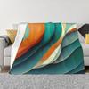 Waves And Curves In Teal And Orange - Created By A I Personalized Home Decor An Ultra-Soft Micro Fleece Blanket