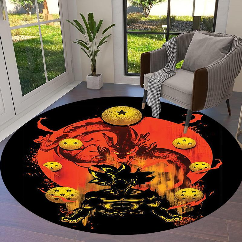 Son Goku Round Area Rug Carpet Rug For Living Room Bedroom Sofa Playroom Decor Nonslip Floor Mat