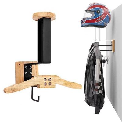 Coat Hook Wooden Helmet Rack Hanger Wall Mount Motorcycle Helmet Holder Durable Sturdy Hat Bracket Football Helmets