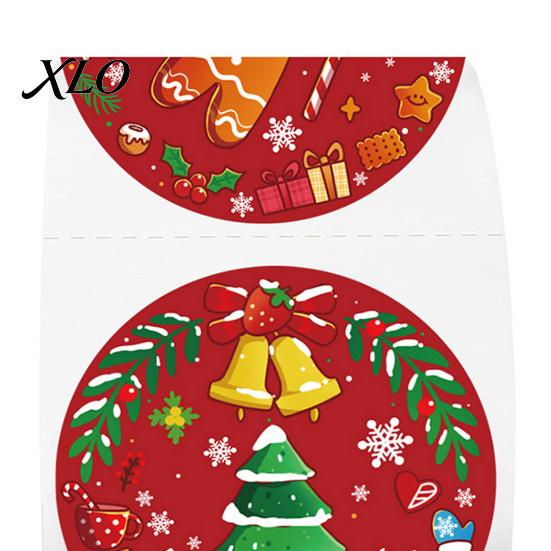 Christmas Gift Tag Stickers Roll Stickers, 8 Festive Patterns Print, Round Holiday Envelope Packaging Seals Seals, Decorative Coated Paper for
