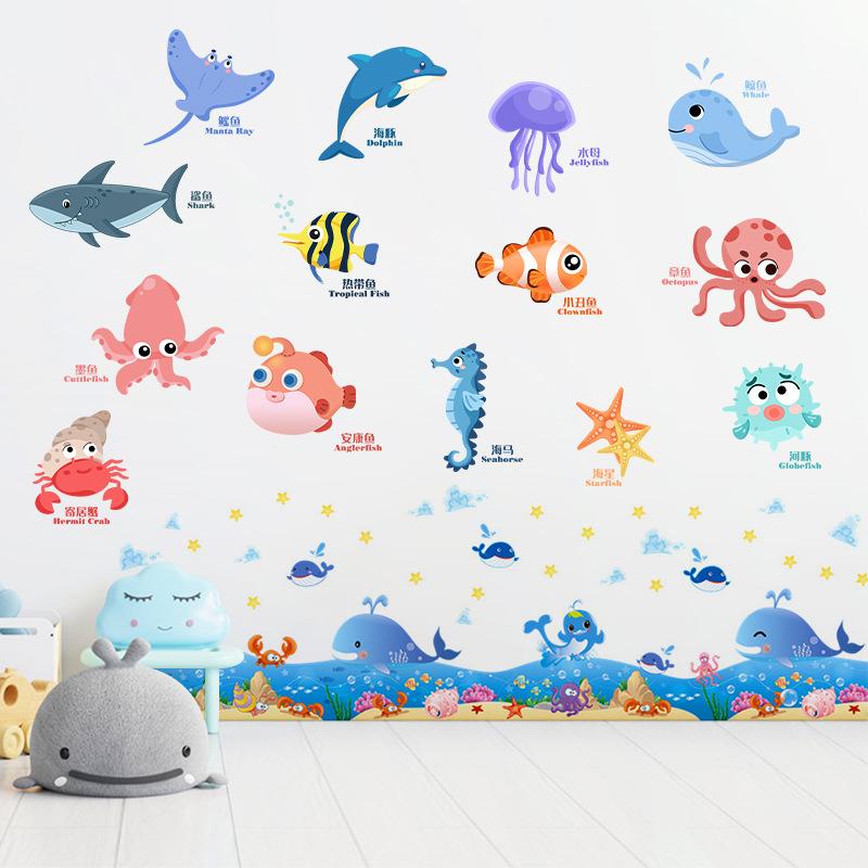 

Сделай сам Мультяшная Милая Наклейка на Стену с Океанскими Рыбками, Водонепроницаемая Декорация для Плитки в Ванной Комнате для Детского Сада, Детского Туалета, Креативный Декор для Детской