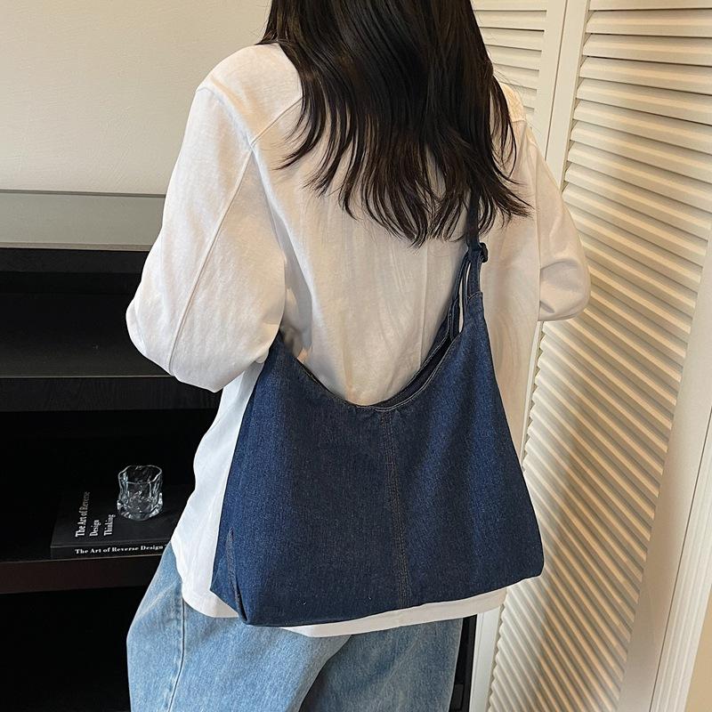 Denim bag women's high sense 2025 new autumn and winter versatile shoulder underarm cloth bag commuter tote bag