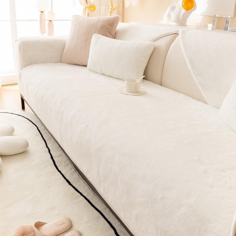 Длинная плюшевая мягкая удобная подушка для сиденья дивана, зимняя утолщенная теплая коврик для дивана, однотонный противоскользящий L-образный чехол для дивана, пылезащитный чехол, наволочка 70x70cm белый