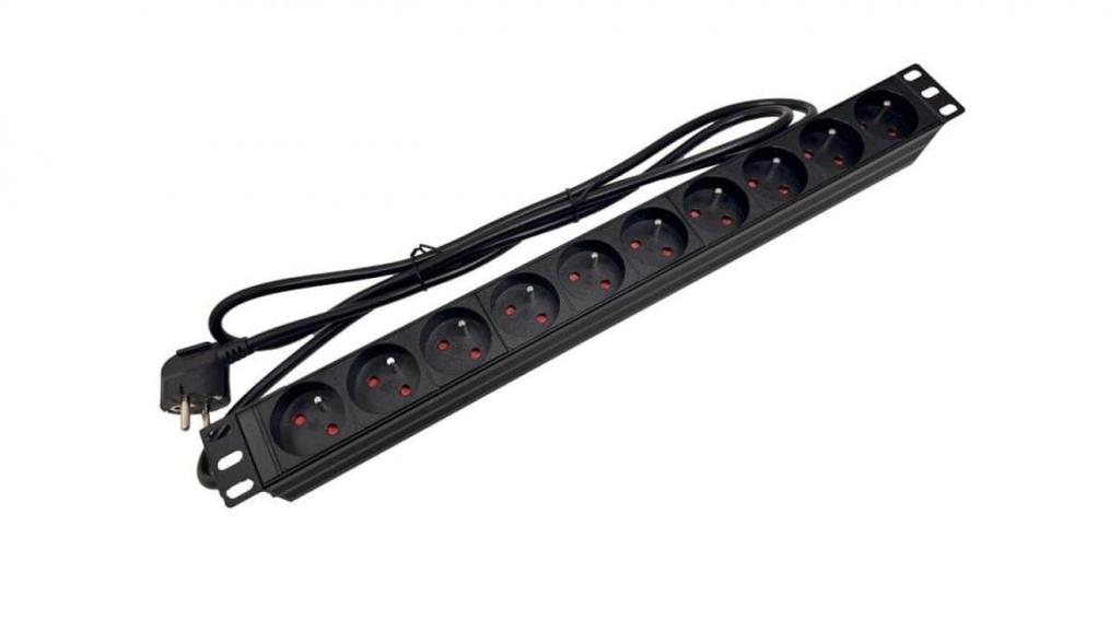 Listwa Zasilająca Rack 19 Cali Pdu Gniazdo 10 X Cee 7/5 Wtyk Cee 7/7