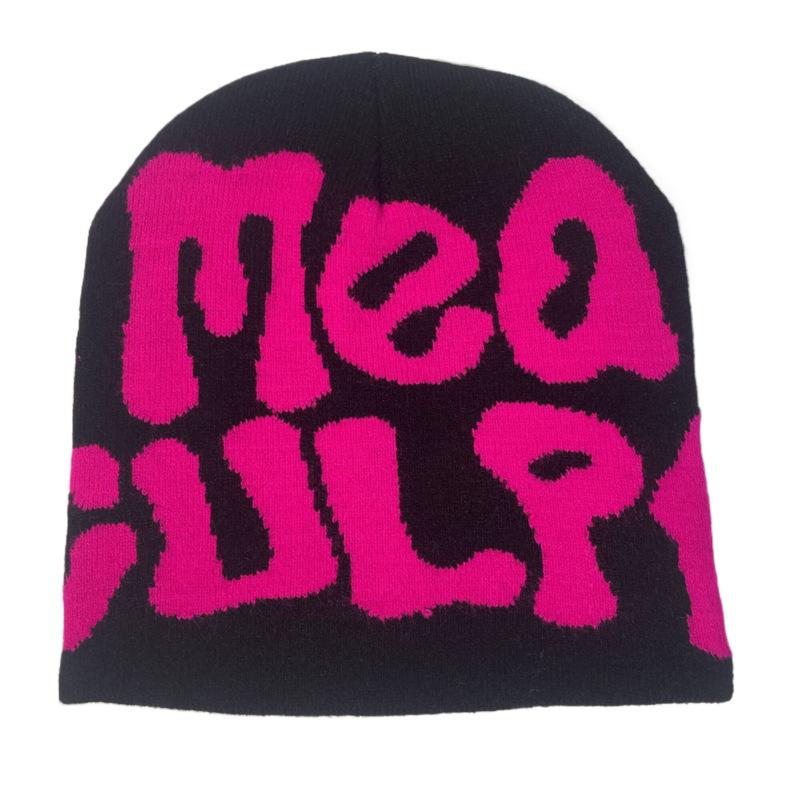 Hot Sell Customized  Adult Fashion Printing Soft Winter Hat Knitted With Letters for Men and Women