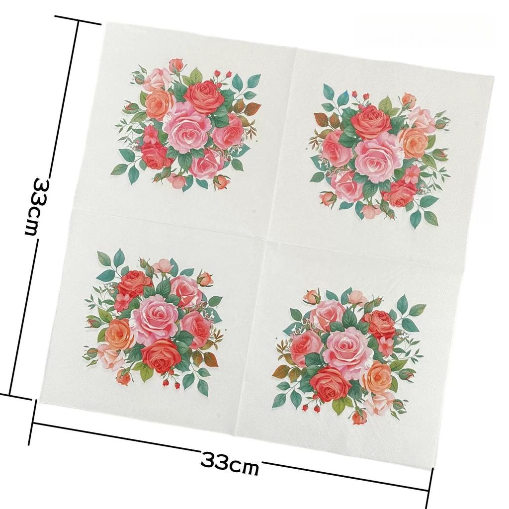 20pcs/pac Floral Printed Paper Napkins for Wedding Colorful Facial Tissues for Party Table Setting Disposable Dinner Napkins