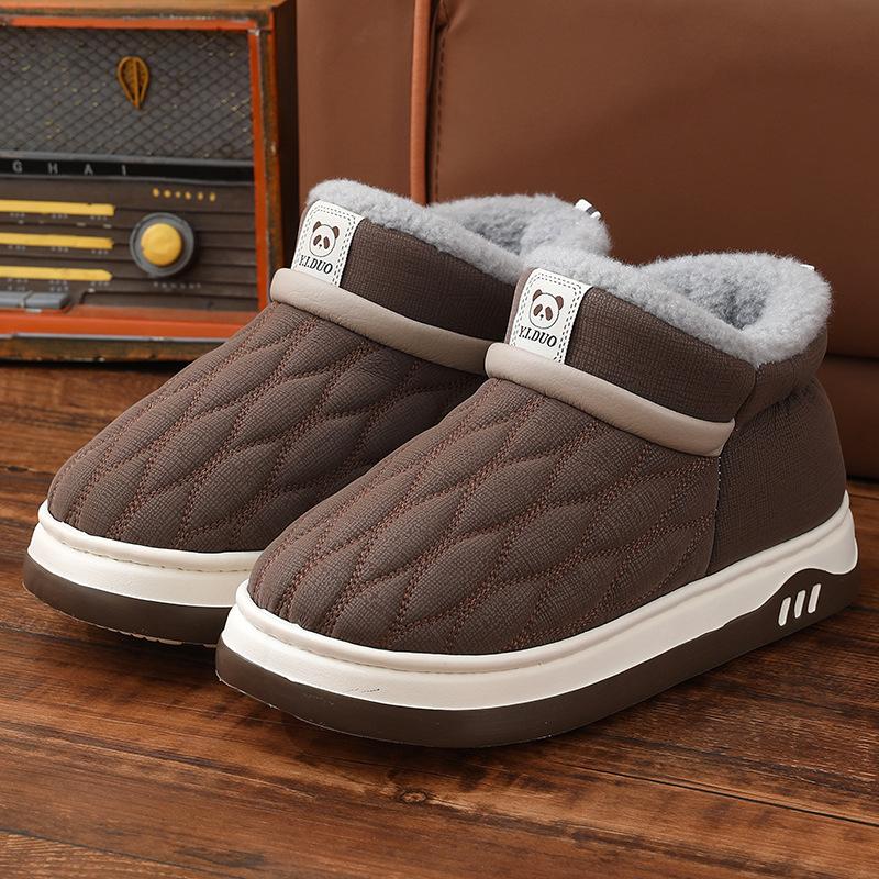 Baumwollpantoffeln Damen neu Winter Tasche Absatz wasserdicht Hausbekleidung dicksohlige warme Samt Baumwollschuhe